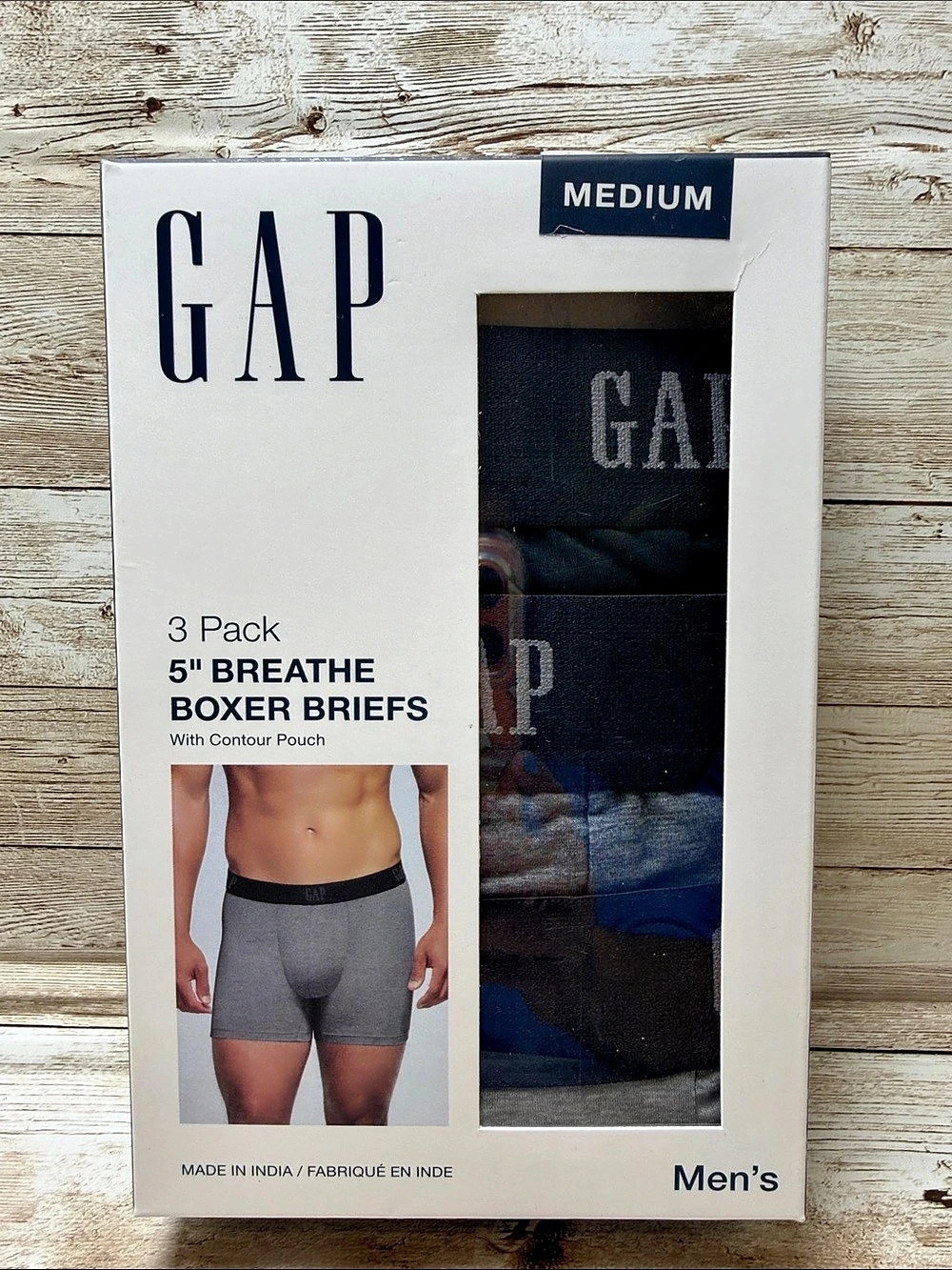Gap 5" Breathe Boxer Briefs Men's Gray & Black Size Medium NEW